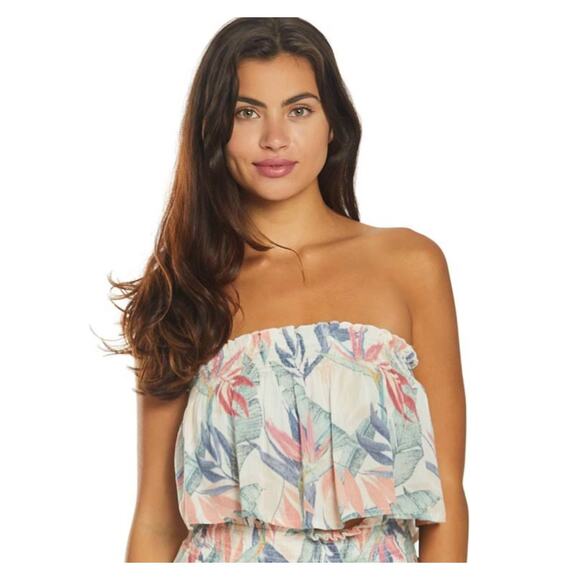 Rip Curl Sea Breeze Tube Top Floral White Size Large NWT - Picture 2 of 6